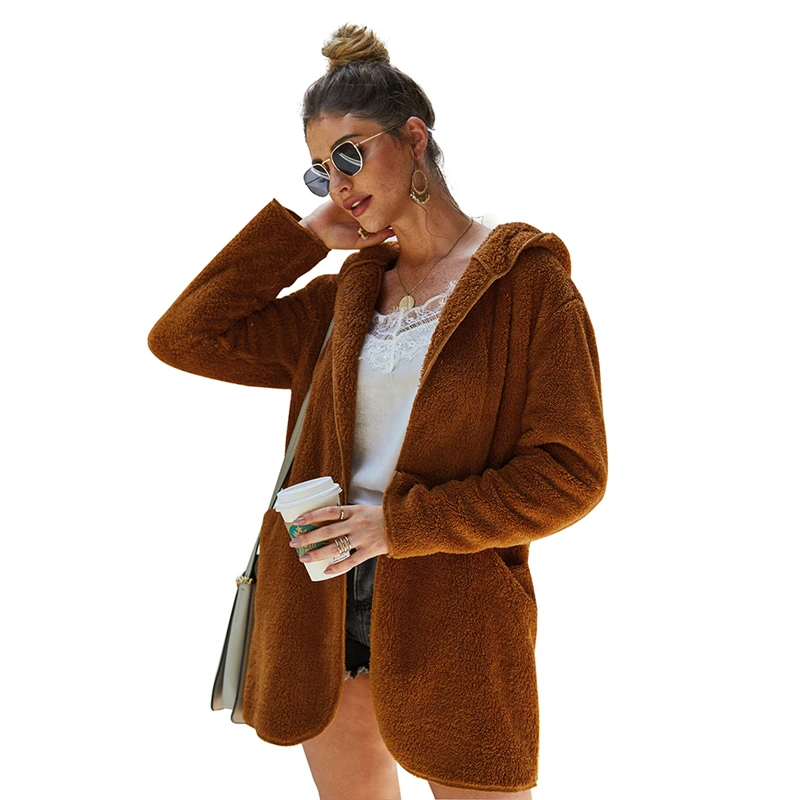 

Fashion Womens Jackets and Coats Elegant Autumn Winter Warm Top Long Sleeve Hooded Cardigan veste femme Ladies Dames Streetwear