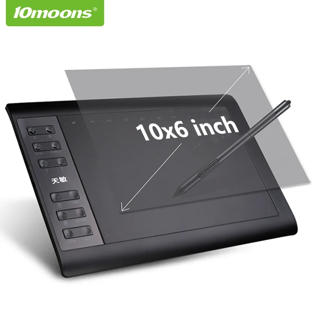 10moons 10x6 Inch Graphic Drawing Tablet  8192 Levels  Digital Tablet  No need charge Pen 1