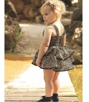 

Summer Baby Girl Dress Clothes Toddler Kids Loepard Dresses Party Princess Dress 1-5T