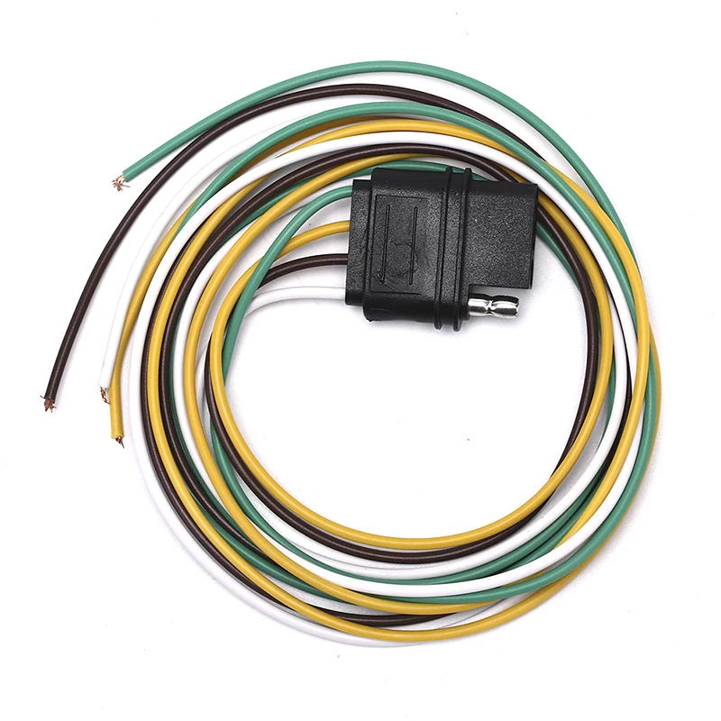 

1Pcs Black Trailer Light Wiring Harness Extension 4 Pin Plug Flat Wire Connector Trailer Male Plug