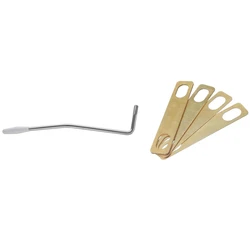 Silver 5.0Mm Rocker Tremolo Arm Vibrato Steel Lever With 4Pcs Brass Neck Metal Shims 0.2Mm 0.5Mm 1Mm Thickness