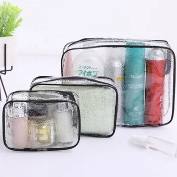 

1 PC Waterproof Transparent Cosmetic Bag Toiletry Cosmetic Wash Bags Women Makeup Bag Zipper Skin Care Essentials PVC Organizer