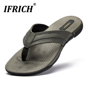 

Summer New Beach Slippers Men Outdoor Man Soft Slippers Black Brown Flip Flops For Men Comfortable Mens Leisure Slippers