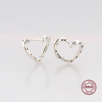 

Original 925 Sterling Silver Earring Bright Heart With Purple Crystal Stud Earring For Women Wedding Gift Fashion Jewelry