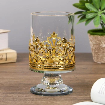 

Glass candlestick for 1 candle "Empire" gold 14.5x9.5x9.5 cm 4289342