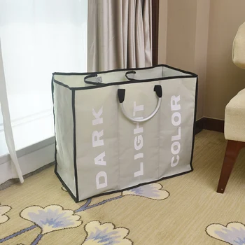 

Portable Three Lattice Large Capacity Laundry Basket Light Gray