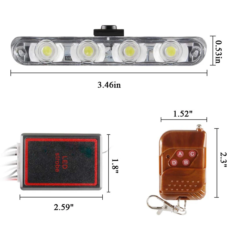 4x4 светодиодный, синий, красный, 16 светодиодный, для автомобиля, полицейское освещение, для автомобиля, для приборной панели, решетка, стробоскоп, предупреждающие огни с пультом дистанционного управления для автомобиля, грузовика