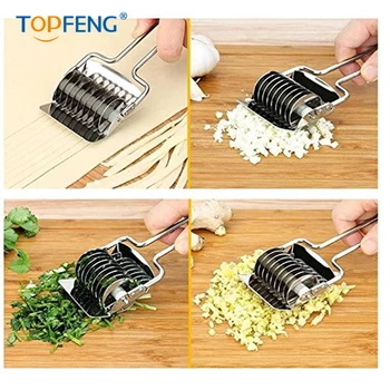 

TopFeng 16x7x3.1cm High Grade Stainless Steel Noodle Lattice Roller Docker Dough Cutter Pasta Spaghetti Maker for Kitchen Cookin