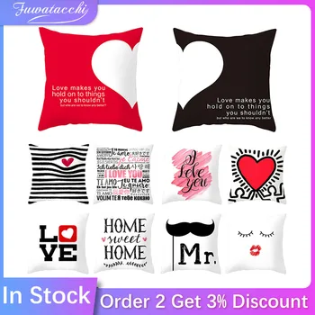 

Fuwatacchi Valentine's Day Gift Pillow Cover Mr and Mrs Cushion Cover Printed Throw Pillowcase for Home Sofa Decorative Pillow
