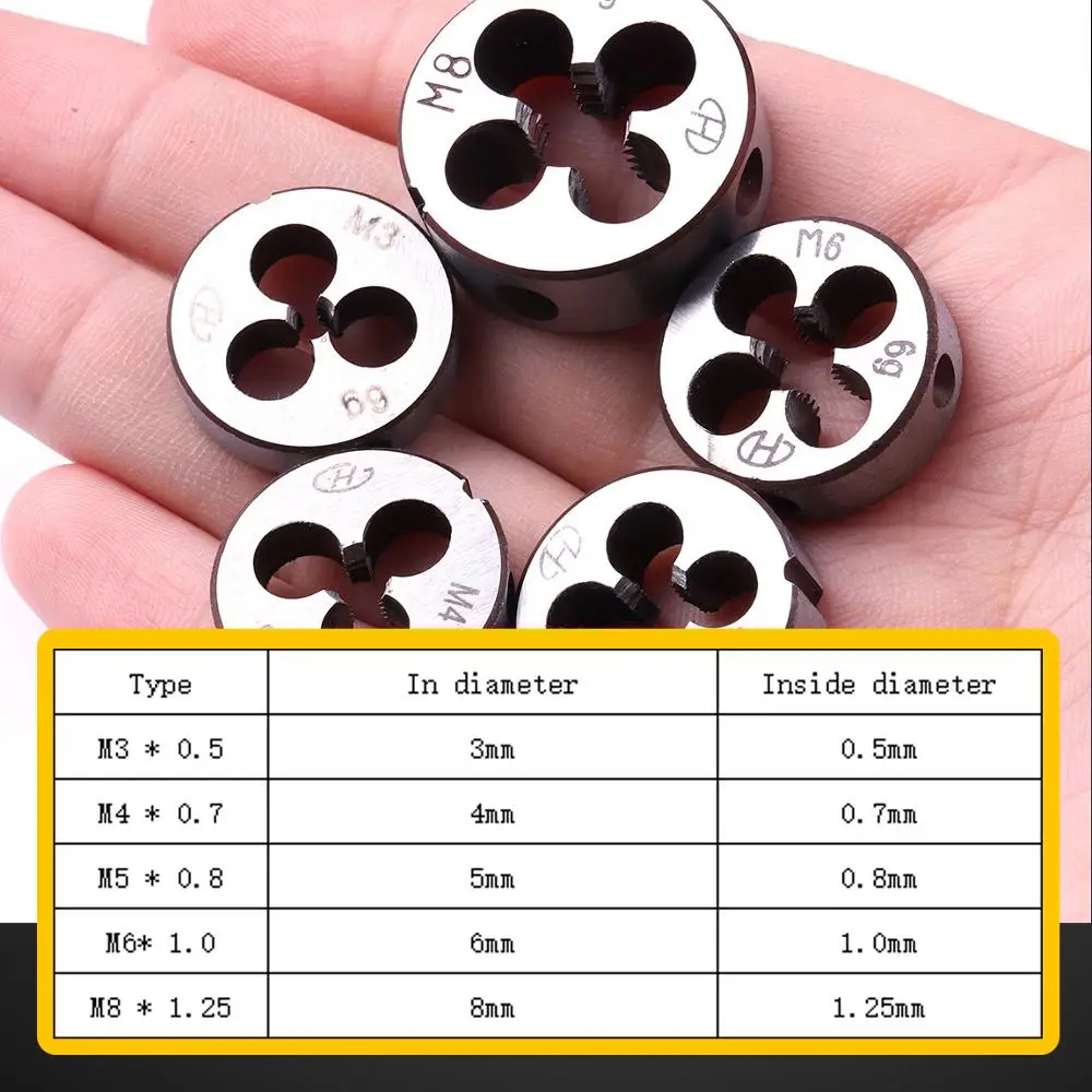 1PC M3*0.5 M4*0.7 M5*0.8 M6*1 M8*1.25 Metric Right Thread Die Alloy