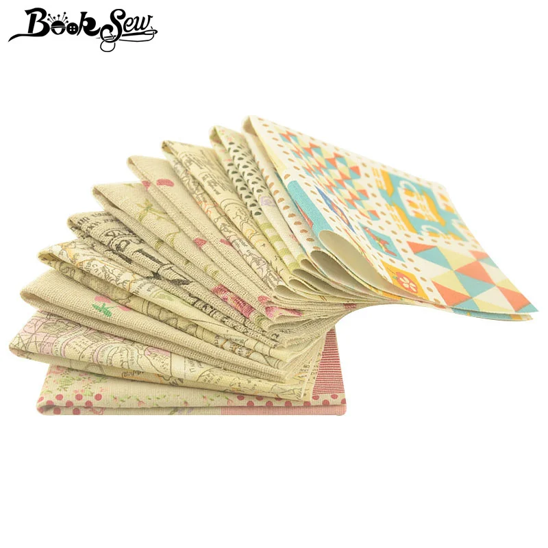 Booksew Zakka Cotton Linen Fabric 10 Pcs/lot Ankara Fabric Dye 20x20CM African Print Fabric Tissu DIY Patchwork Sewing For Dolls