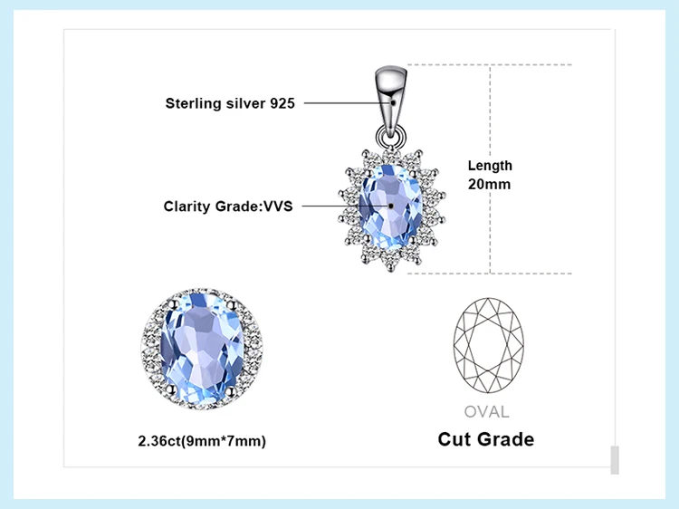 Ювелирный дворец Природный Голубой топаз кулон ожерелье 925 драгоценные камни из стерлингового серебра колье заявление ожерелье