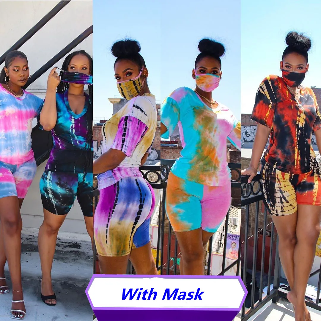 JRRY-Conjunto de dos piezas de chándal para mujer, Top de manga corta con cuello de pico, pantalones cortos, conjunto de 2 piezas, ropa elástica ajustada para exteriores