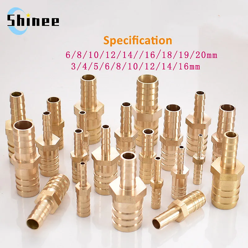 Brass 2 Way Reducing Straight Hose Barb Pipe Fitting Reducer Copper Coupler Connector Adapter 1pcs For Air Fuel Gas Water