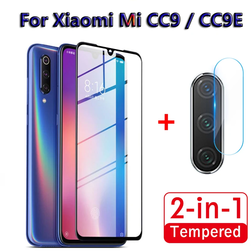 

2 in 1 Full Cover Tempered Glass For Xiaomi Mi CC9 CC9E Back Camera Lens Screen Protector Glass For Xiaomi CC9 Camera Lens Film