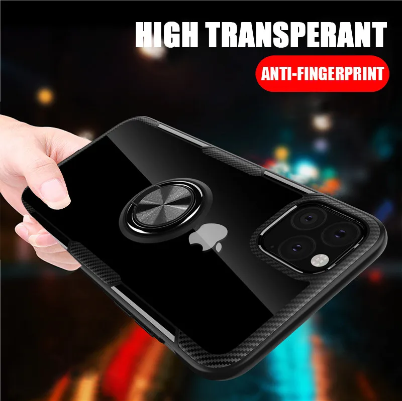 Прозрачный чехол для iPhone 11 Pro XS Max XR XS X 7 8 6 6S Plus iPhone11Pro 11Pro Ring Stand прозрачный противоударный чехол для iPhone