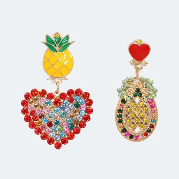 

JURAN New Colorful Fashion Large Love Heart Dangle Earrings For Women Girls Irregular Statement Pineapple Drop Earrings Gifts