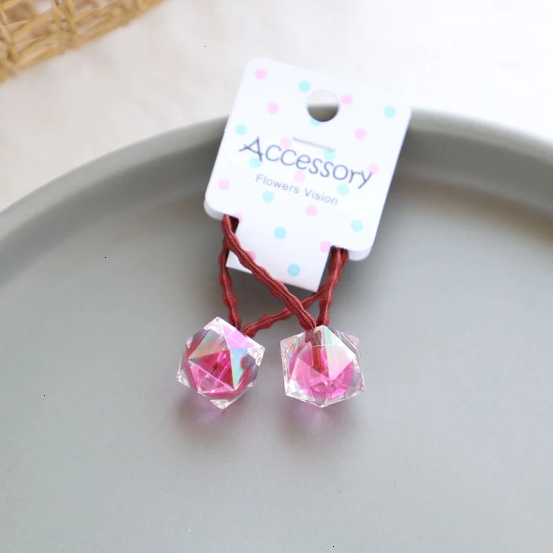 2PCS Cute New Candy Block Princess Headwear Kids Elastic Hair Bands Children Ropes Girls Accessories Baby Headdress