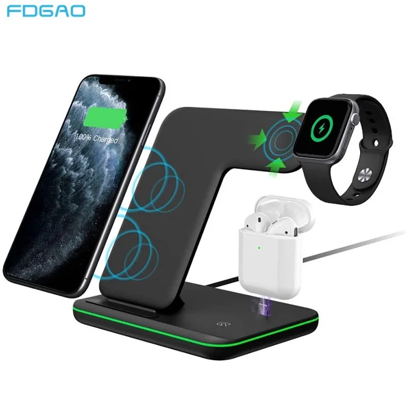 20W 3 in 1 Wireless Charger Stand for iPhone 12 11 XS XR X 8 Fast Charging Dock Station For Apple Watch SE 6 5 4 3 2 Airpods Pro