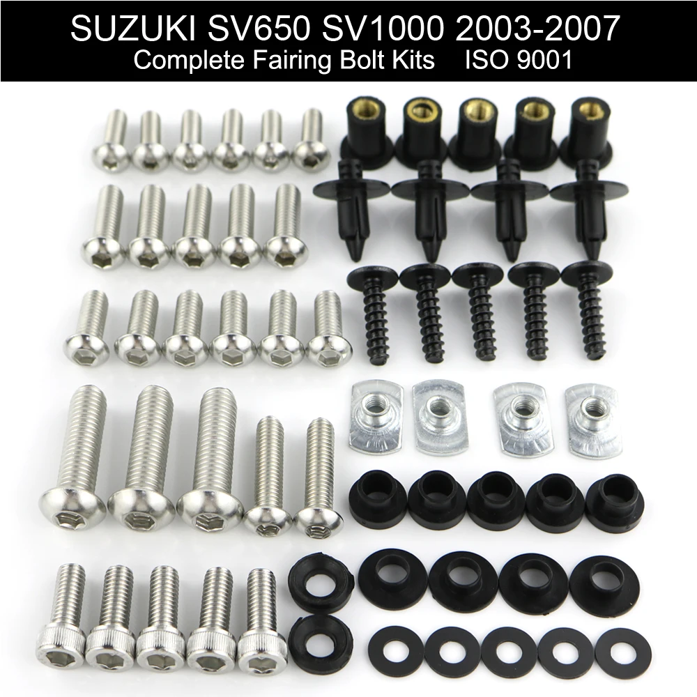 

For Suzuki SV650 SV1000 2003 2004 2005 2006 2007 Motorcycle Complete Full Fairing Bolts Kit Nuts Fairing Clips Stainless Steel