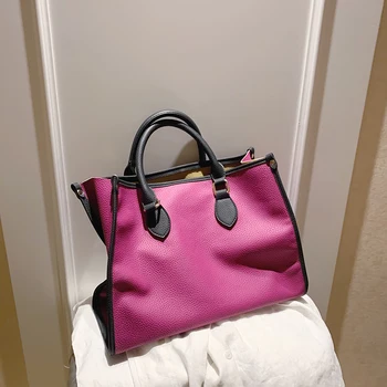 

Women bag Litchi pattern Women's Leather Handbags Luxury Lady Hand Bags With Purse Pocket Women messenger bag Big Tote Sac Bols