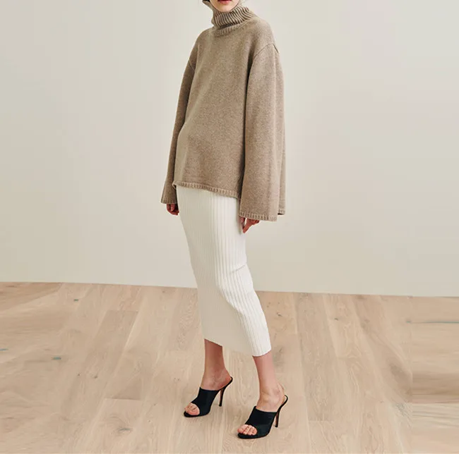 

Women Turtleneck Knitted Loose Sweater Warm Long Sleeve Pullovers Sweater Female Casual Chic Tops