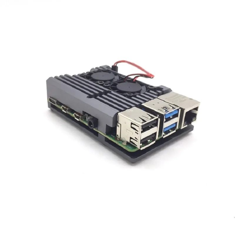 5 шт. Raspberry Pi 4 Алюминиевый металлический чехол коробка с двойным вентилятором радиатор для Raspberry Pi 4 Модель B Plus