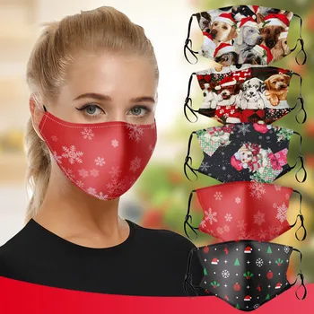 

2020 Christmas M-a-sk Adults Face-scarf Washable Reusable Santa Claus Snowman Print Merry Christmas Decoration For Men Women