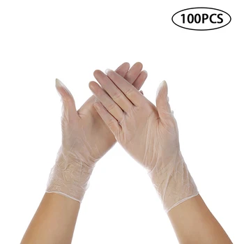 

100Pcs Transparent PVC Disposable Gloves Restaurant Household Cleaning Hand Protector