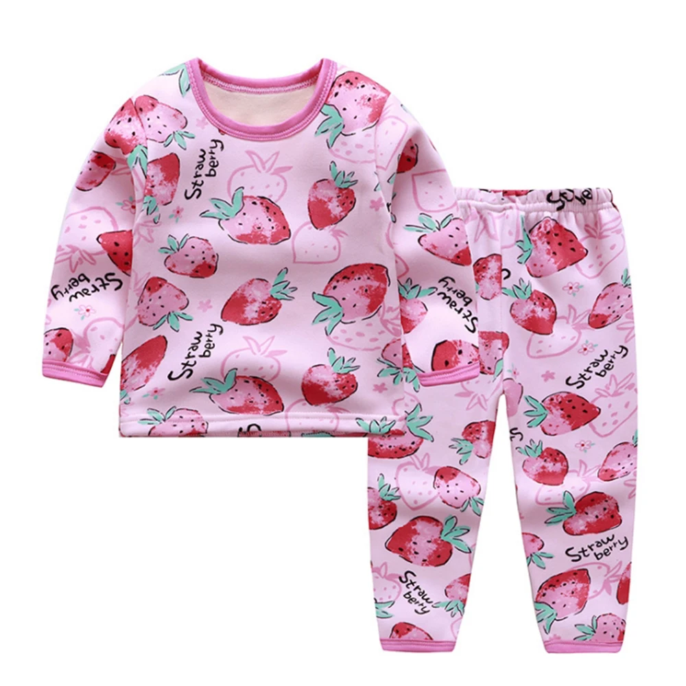 CYSINCOS/зимние детские пижамные комплекты; теплые пижамы для мальчиков и девочек; плотная одежда для сна; флисовое термобелье для малышей; принт с героями мультфильмов