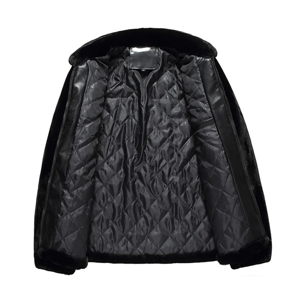 Модное мужское зимнее теплое плотное пальто, пальто, куртка из искусственного меха, верхняя одежда, кардиган, сплошной цвет, искусственный мех, плюс бархатная подкладка