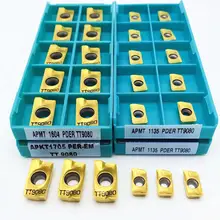 Apmt1135 apmt1604 pder tt9080 inserções de carboneto de fresagem indexável apmt torno cnc peças ferramenta apkt1705 por tt9080