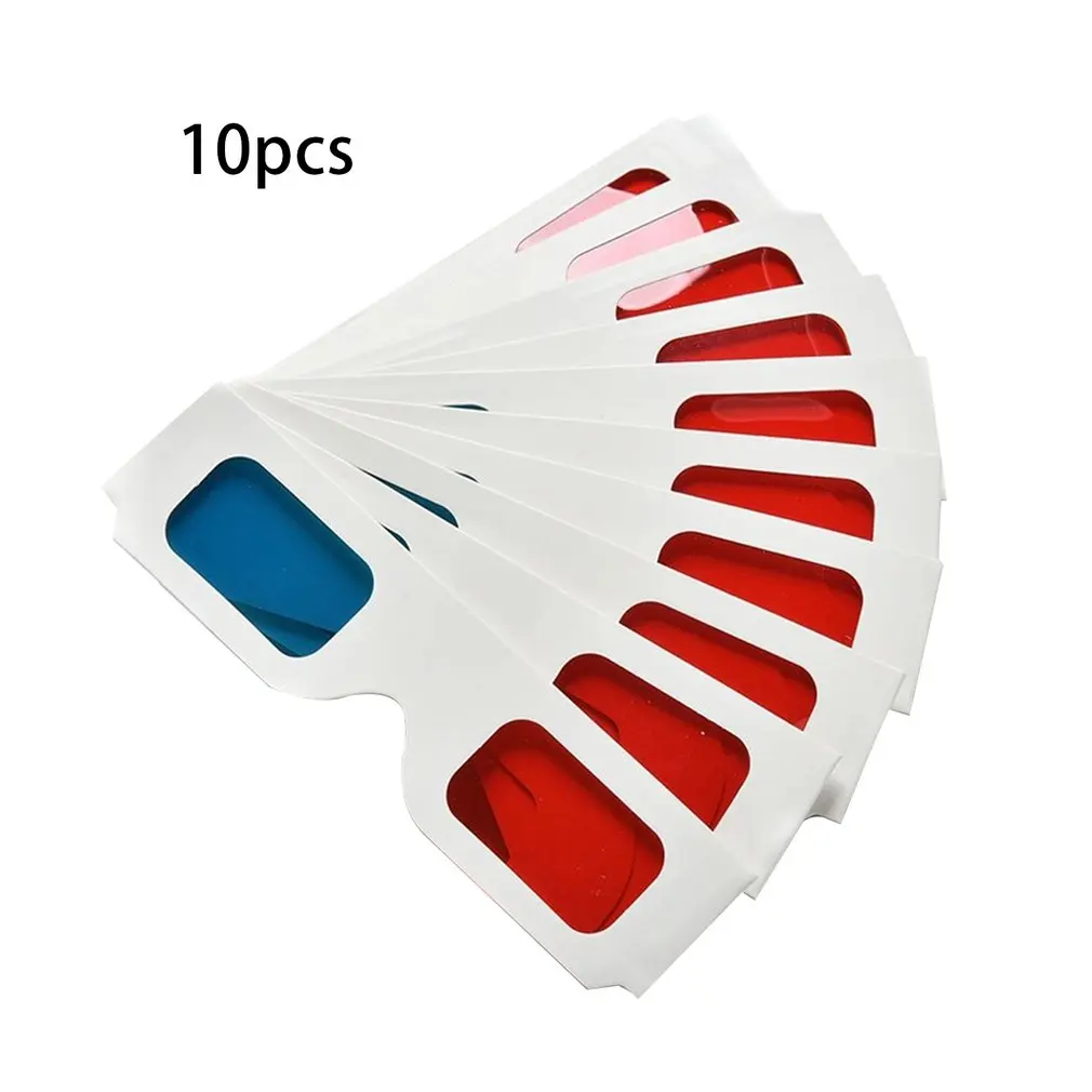 10pcs/lot Universal Paper Anaglyph 3D Glasses Paper 3D Glasses View Anaglyph Red/Blue 3D Glass For Movie Video EF