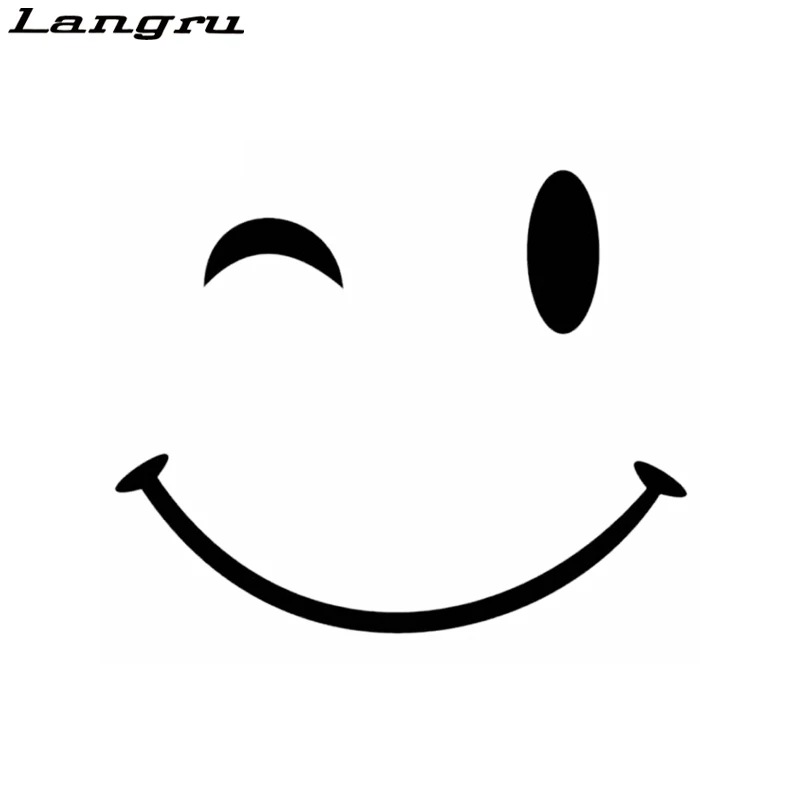 

Langru 13.5cm*11cm Funny Smiley Face Wink Car Truck Laptop Window Decal Vinyl Car Sticker Accessories Jdm