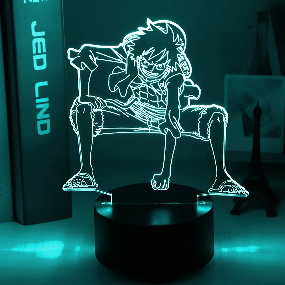 3d ночной Светильник с изображением обезьяны D Луффи Usb на батарейках ночник