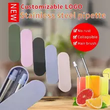 Складные многоразовые соломинки для питья из нержавеющей стали различные технические характеристики дополнительно модные складные вечерние аксессуары для бара