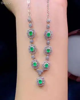 

Natural Emerald Necklace fashionable gem quality 925 silver 3x4mm