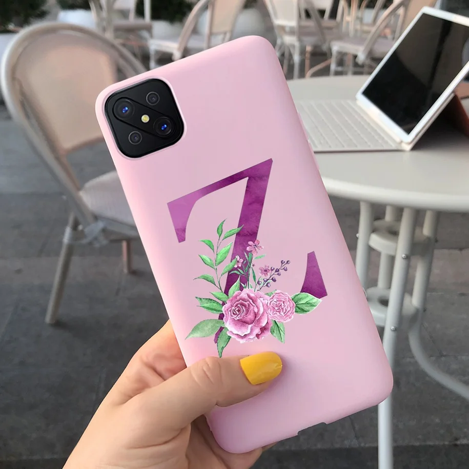 For OPPO Reno 4Z 5G Case 6.57" Soft TPU Cute Letters Case For Reno4 Z 5G CPH2065 Simple Black Pink Back Cover For OPPO A92s Capa casing oppo