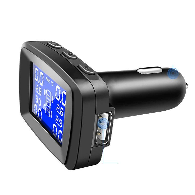TOSPRA умный автомобиль TPMS система контроля давления в шинах солнечной энергии цифровой ЖК-дисплей Автоматическая охранная сигнализация s давление в шинах