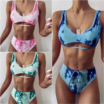 

Swimwear Women Sexy Underwire Brazilian Bikini Push Up Swimsuit Tie-dyed Bikini Set Swimming Suit Maillot De Bain Femme