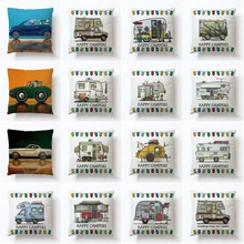 Роман Пёс из мультфильма с изображением машинок и автобусов, кемперов, наволочки для подушек, подушка для сиесты крышка украшения спинки дивана размером 45*45 см подарок для маленьких детей