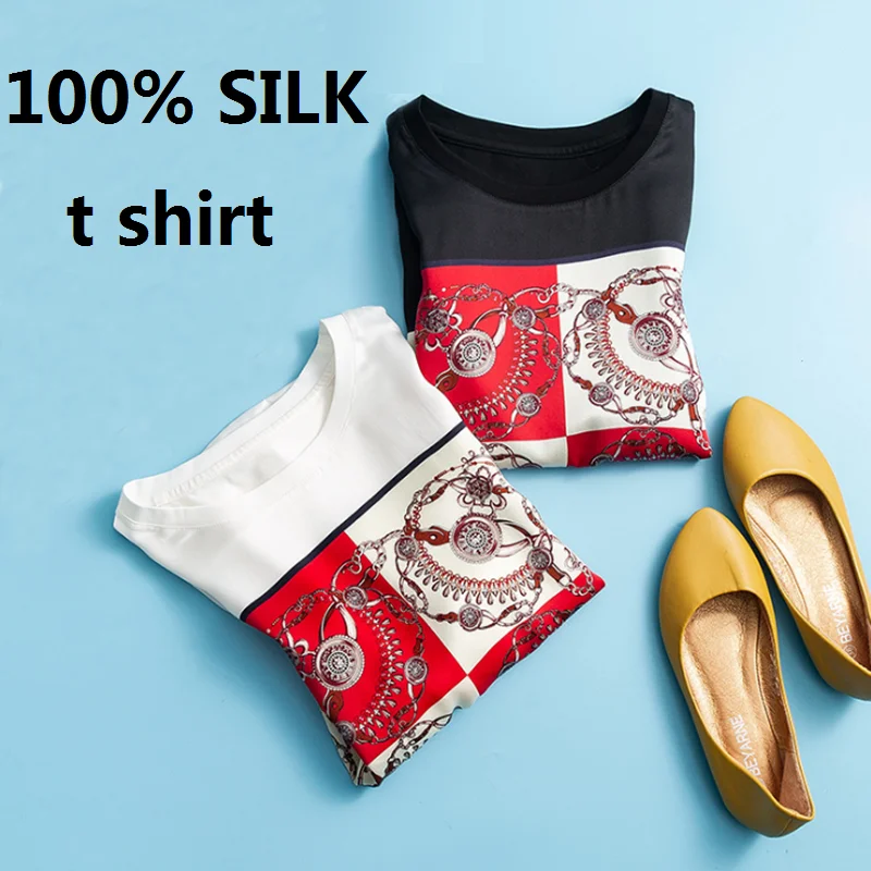 100 Silk Tshirt Women 2021 Summer Clothing Tshirts Tee T Shirt Womens
