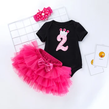 

Girl Baby Sets Newborn Romper Clothing Sets Headband Short-sleeved Romper Six-layer Gauze Dress Bodysuit 0-2T Tutu Baby Clothes