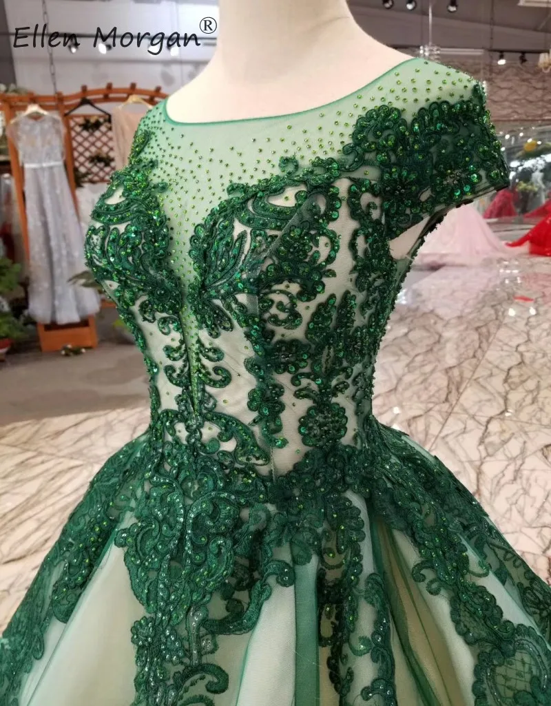 Vestidos De Novia темно-зеленое свадебное платье кружевное элегантное платье с вырезом "лодочка" Бисер Тюль вечерние бальные платья для женщин