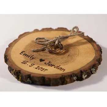 

Rustic ring bearer pillow, wedding wood slice, rustic ring box, wedding decoration, wooden Ring Holder, ring pillow alternative
