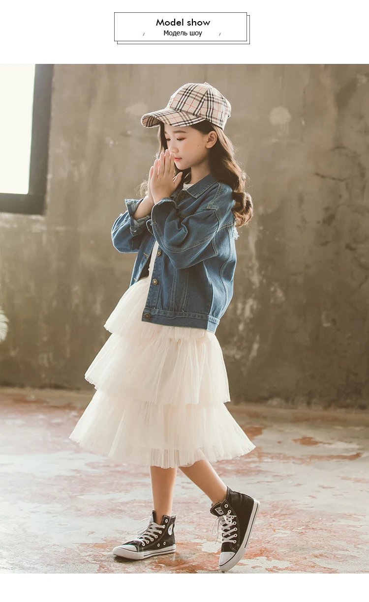Fashion Girls Spring Autumn Jeans Jacket Long Sleeve Denim Jacket Coat Child Fashion Street Wear Outwear 4-13 Years Tops Clothes