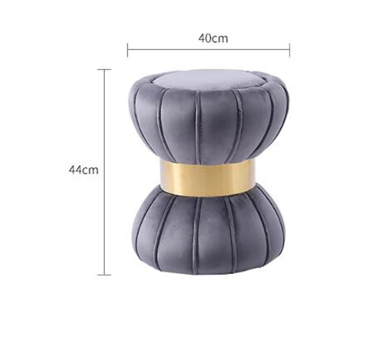 Modern luxury gold dressing stool bedroom hallway furniture solid wooden stool shoe bench fabric round stool ottoman