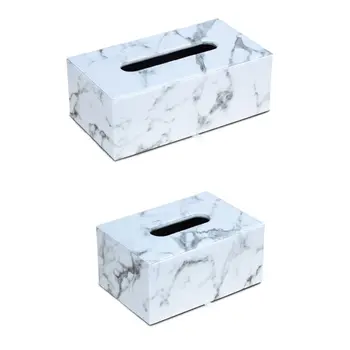 

Rectangular Marble PU Leather Facial Tissue Box Cover Napkin Holder Paper Towel Dispenser Container for Home Office Car Decor