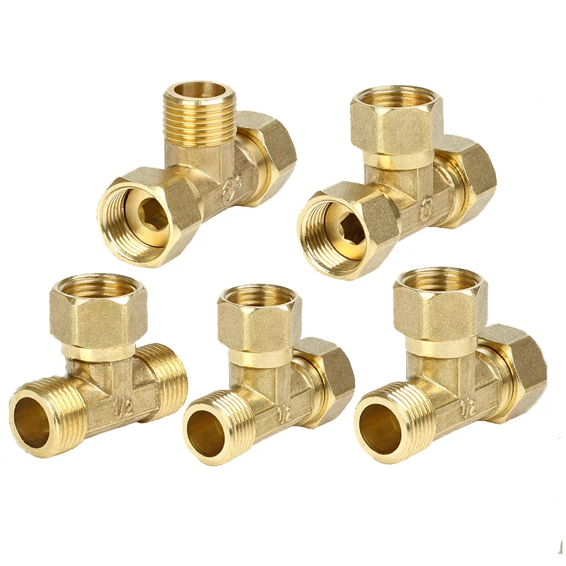 

1/2" copper fittings 3-way internal and external threads movable joints