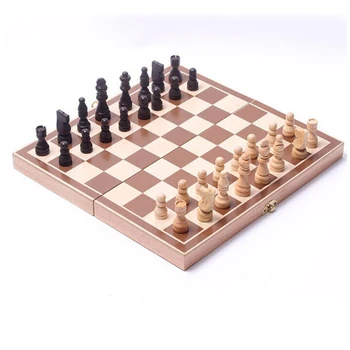 

Folding Wooden International Chess Set Pieces Set Board Game Funny Game Chessmen Collection Portable Board Game